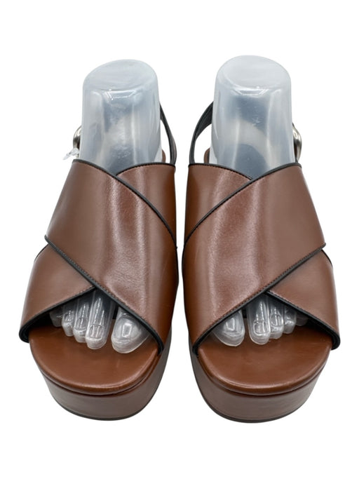 Vince Shoe Size 9.5 Brown & Black Leather Criss Cross Front Platform Sandals Brown & Black / 9.5