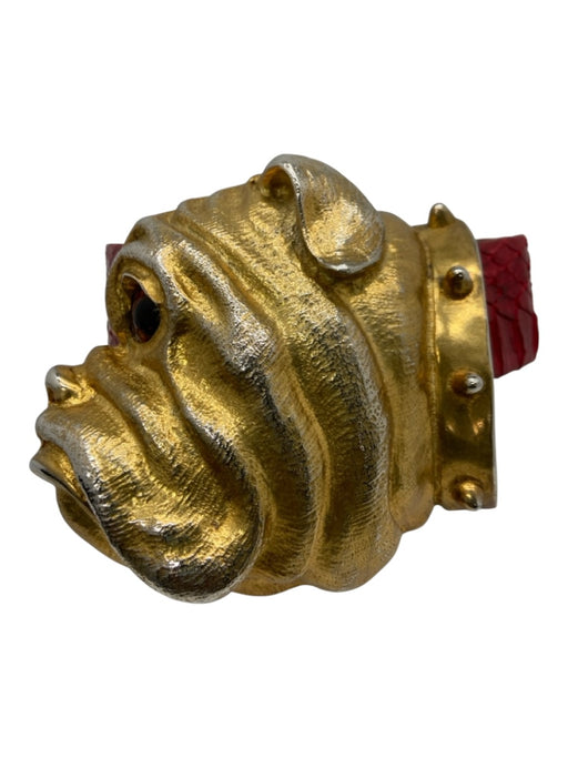 Christopher Ross Red & Gold Snakeskin Buckle Gold Tone Buckle Bulldog Belts Red & Gold / M