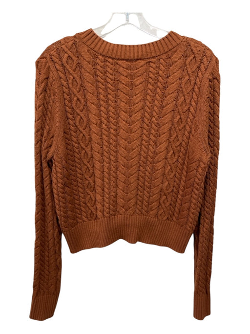 Reformation Size Large Brown Organic Cotton Cable Knit Tortoise Buttons Sweater Brown / Large