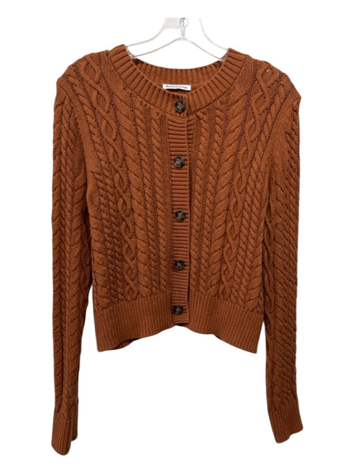 Reformation Size Large Brown Organic Cotton Cable Knit Tortoise Buttons Sweater Brown / Large