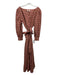 Parterre Size 4 Orange & Brown Linen & Cotton Long Balloon Sleeve Chevron Dress Orange & Brown / 4