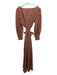 Parterre Size 4 Orange & Brown Linen & Cotton Long Balloon Sleeve Chevron Dress Orange & Brown / 4