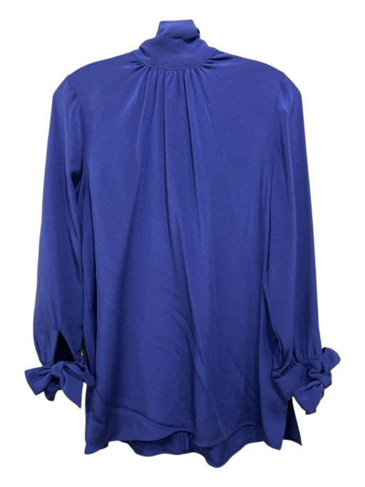 Ann Mashburn Size S Royal Blue Silk Long Sleeve Wrist Tie Mock Neck Neck Tie Top Royal Blue / S