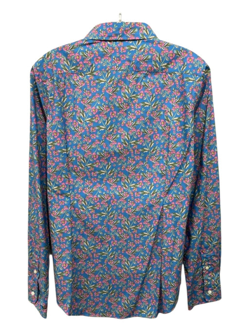 Ann Mashburn Size Large Light Blue, Pink & Multi Cotton Long Sleeve Floral Top Light Blue, Pink & Multi / Large