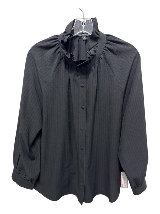 Pomander Place Size XL Black Polyester Blend Button Down tonal stripe Top Black / XL