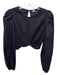 Reformation Size 4 Black Cotton Blend Keyhole Back Twist Long Balloon Sleeve Top Black / 4