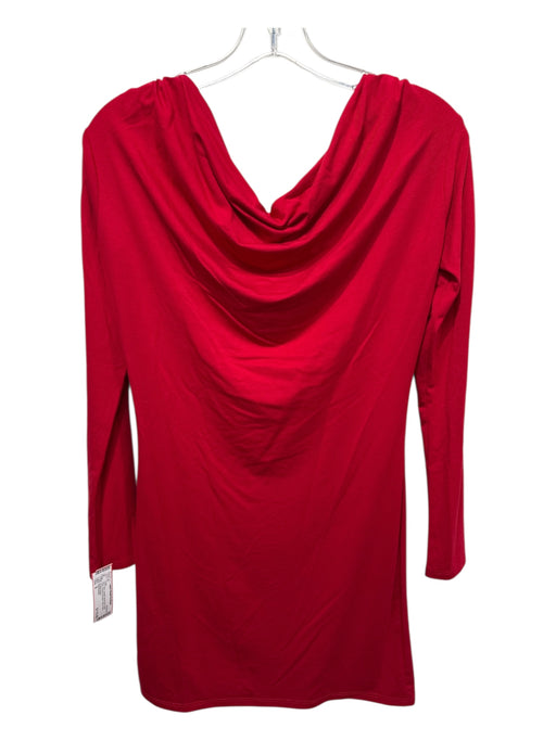 Reformation Size S Red Lyocell jersey knit Boat Neck Ruched Shoulder Mini Dress Red / S
