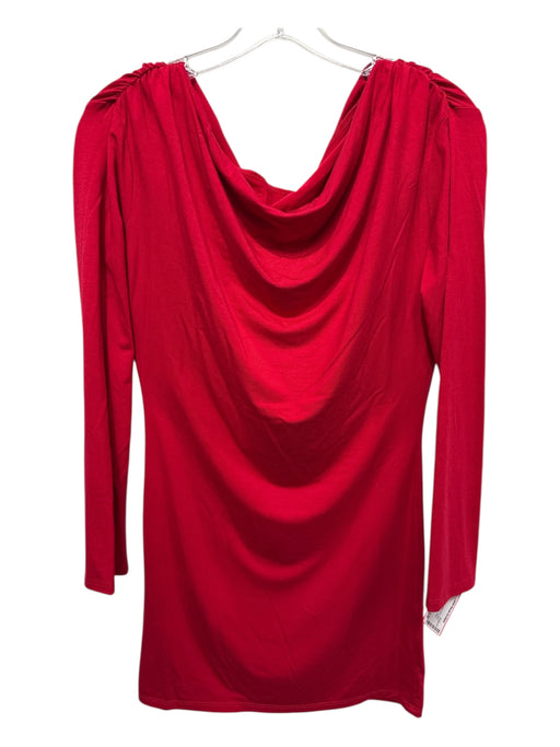 Reformation Size S Red Lyocell jersey knit Boat Neck Ruched Shoulder Mini Dress Red / S