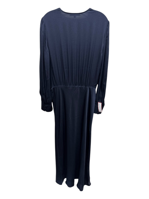 Favorite Daughter Size XL Navy Blue Polyester Satin Surplice Maxi Dress Navy Blue / XL
