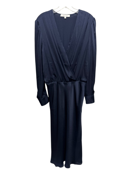 Favorite Daughter Size XL Navy Blue Polyester Satin Surplice Maxi Dress Navy Blue / XL