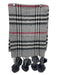 Gray, Red, Black Cashmere pom pom fringe Plaid Fringe Rectangle scarf Gray, Red, Black / One Size
