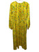 Ann Mashburn Size L Yellow, Blue & Multi Print Polyester Floral V Neck Dress Yellow, Blue & Multi Print / L