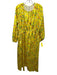 Ann Mashburn Size L Yellow, Blue & Multi Print Polyester Floral V Neck Dress Yellow, Blue & Multi Print / L