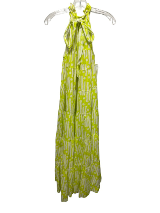 Rhode Size XS Chartreuse & White Cotton Sleeveless Abstract Print Dress Chartreuse & White / XS