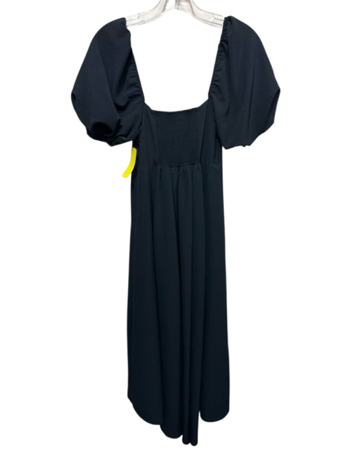 Hill House Size XS Black Recycled Polyester Short Balloon Sleeve Texture Dress Black / XS