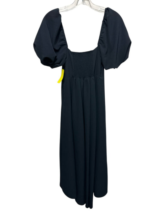 Hill House Size XS Black Recycled Polyester Short Balloon Sleeve Texture Dress Black / XS