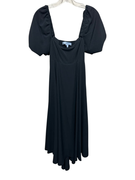 Hill House Size XS Black Recycled Polyester Short Balloon Sleeve Texture Dress Black / XS