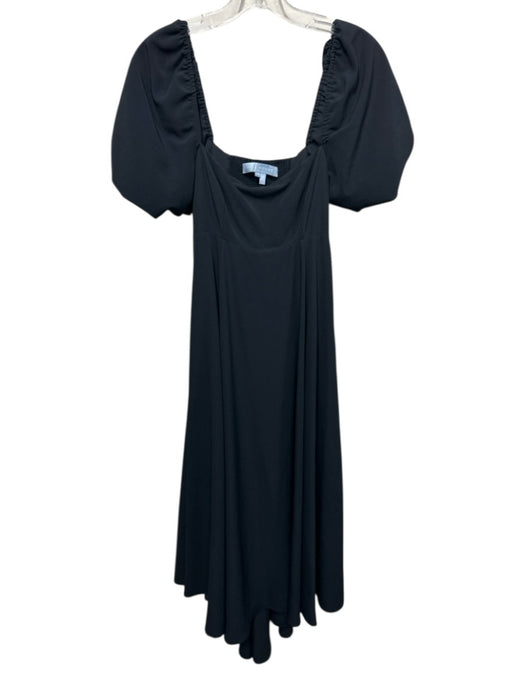 Hill House Size XS Black Recycled Polyester Short Balloon Sleeve Texture Dress Black / XS