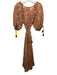 Cleobella Size L Orange, Teal & Multi Cotton 1/2 Balloon Sleeve Floral Dress Orange, Teal & Multi / L