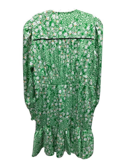 ME + EM Size 10 Green, Blue & Multi Polyester Long Balloon Sleeve Floral Dress Green, Blue & Multi / 10