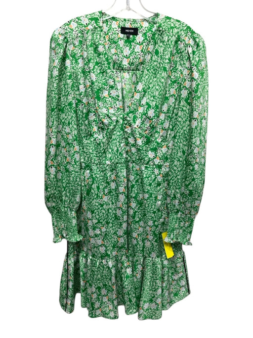 ME + EM Size 10 Green, Blue & Multi Polyester Long Balloon Sleeve Floral Dress Green, Blue & Multi / 10