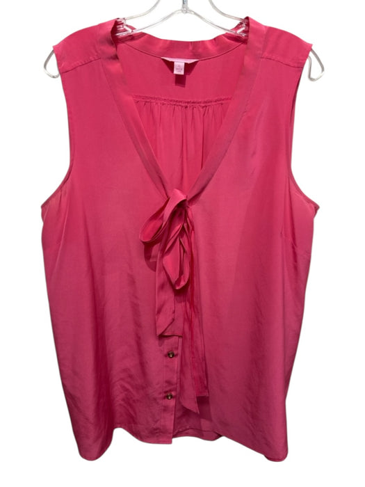 Lilly Pulitzer Size XL Salmon Pink Silk Sleeveless Gold Button Detail Tie Top Salmon Pink / XL