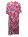 ME + EM Size 12 Red, Lavender & White Viscose Blend Short Balloon Sleeve Dress Red, Lavender & White / 12