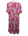 ME + EM Size 12 Red, Lavender & White Viscose Blend Short Balloon Sleeve Dress Red, Lavender & White / 12