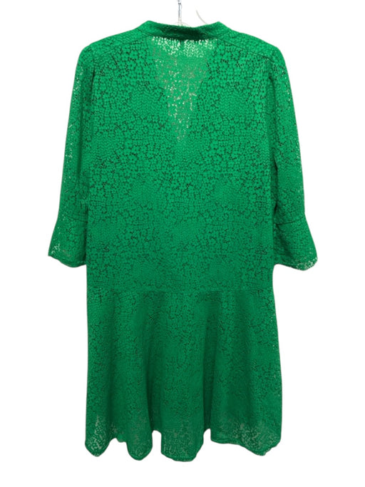 ME + EM Size 10 Kelly Green Viscose Blend 1/2 Flutter Sleeve Lace V Neck Dress Kelly Green / 10