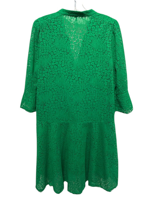 ME + EM Size 10 Kelly Green Viscose Blend 1/2 Flutter Sleeve Lace V Neck Dress Kelly Green / 10