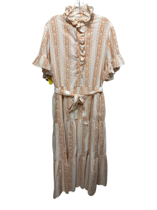 Mille Resort & Travel Size XL Tan & cream Cotton Short flutter sleeve Dress Tan & cream / XL