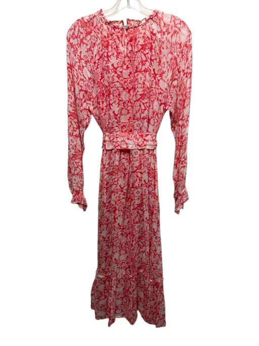 Banjanan Size L red & cream Viscose Long Balloon Sleeve Floral Maxi Dress red & cream / L
