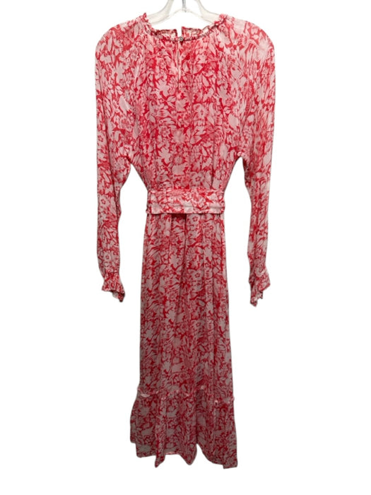 Banjanan Size L red & cream Viscose Long Balloon Sleeve Floral Maxi Dress red & cream / L