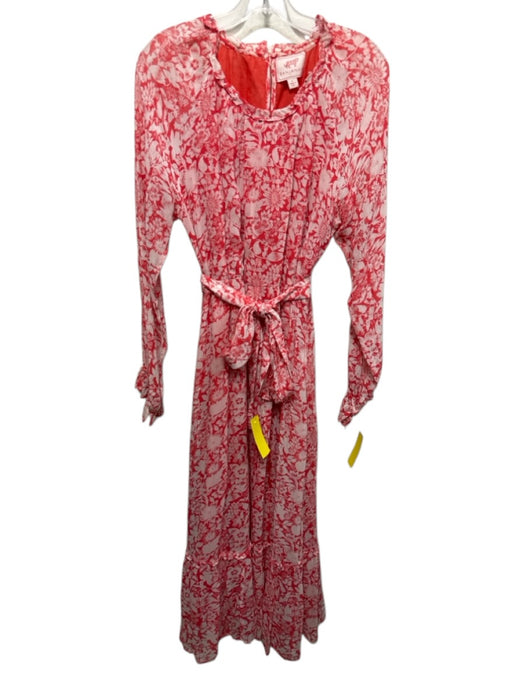Banjanan Size L red & cream Viscose Long Balloon Sleeve Floral Maxi Dress red & cream / L