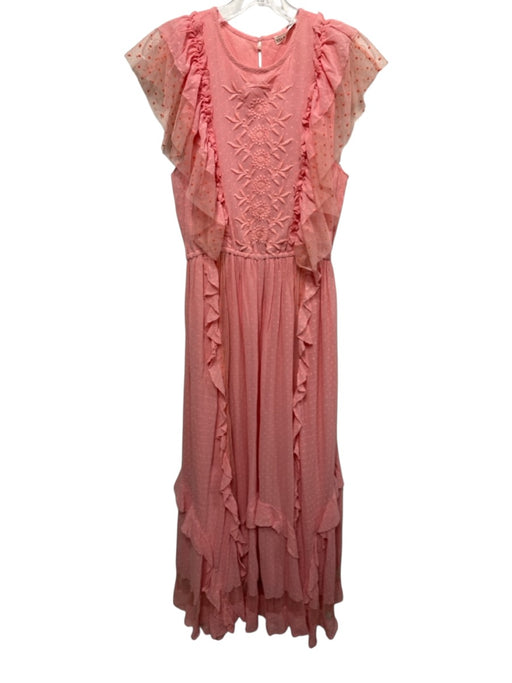Ulla Johnson Size L Pink & Orange No Fabric Tag Mesh Detail Polka Dot Maxi Top Pink & Orange / L