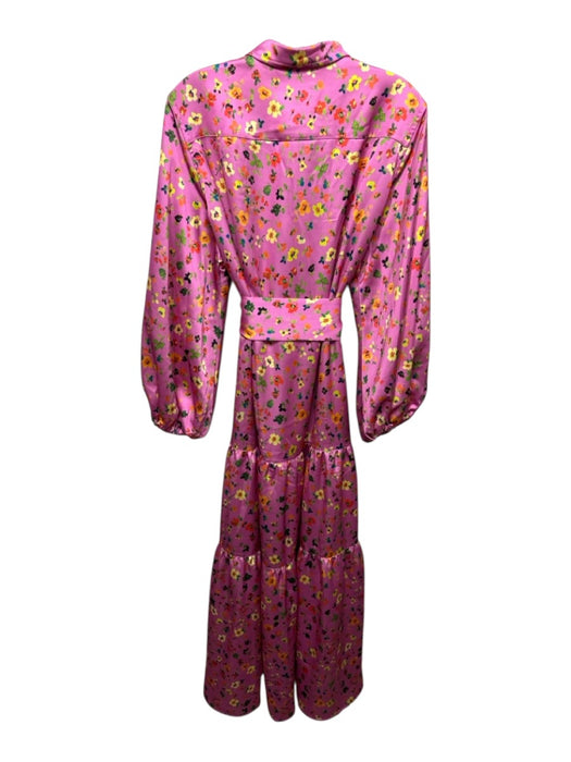 Ann Mashburn Size XL Pink, Yellow & Multi Print Polyester Floral Dress Pink, Yellow & Multi Print / XL