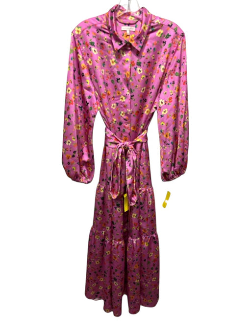 Ann Mashburn Size XL Pink, Yellow & Multi Print Polyester Floral Dress Pink, Yellow & Multi Print / XL