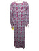 Antik Batik Size S/38 White, Pink & Gray Cotton Long Balloon Sleeve V Neck Dress White, Pink & Gray / S/38