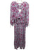 Antik Batik Size S/38 White, Pink & Gray Cotton Long Balloon Sleeve V Neck Dress White, Pink & Gray / S/38