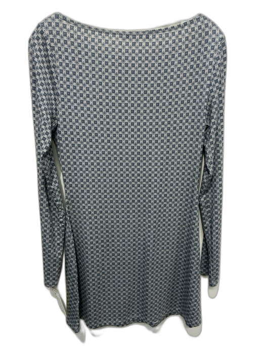 Reformation Size Small Gray & Black Tencel Long Sleeve Geo Print Wide Neck Dress Gray & Black / Small