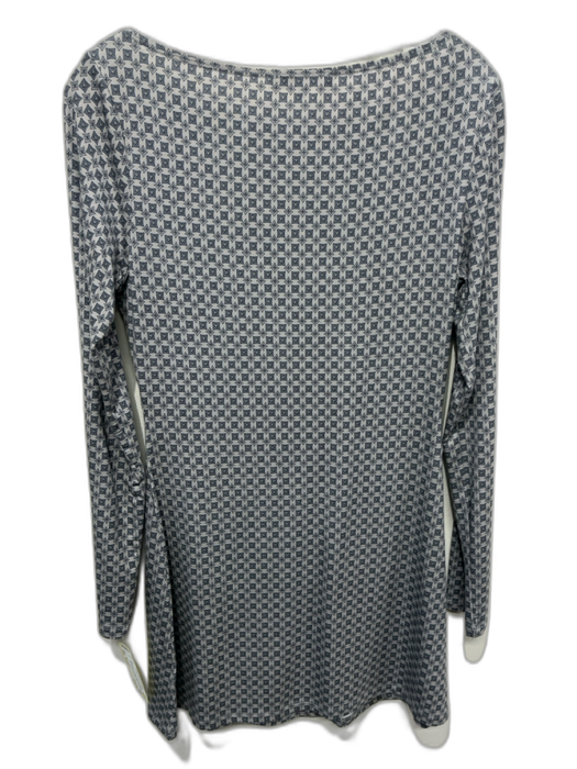 Reformation Size Small Gray & Black Tencel Long Sleeve Geo Print Wide Neck Dress Gray & Black / Small