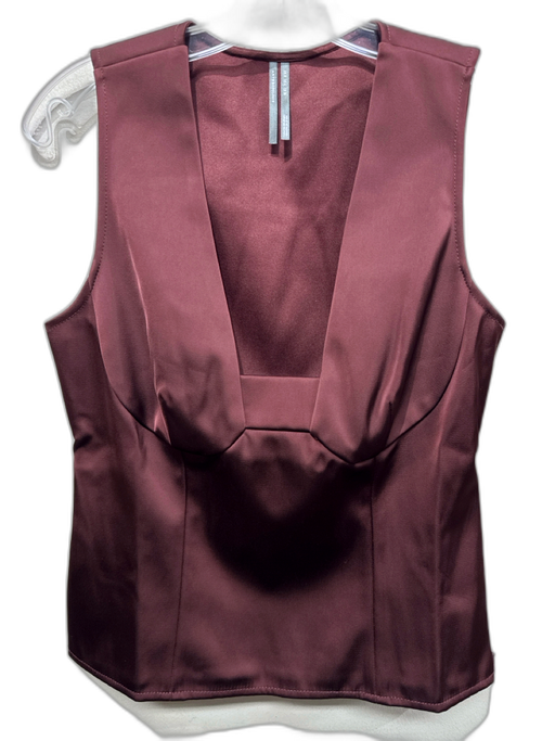Anthropologie Size 4 Burgundy Brown Polyester Satin Plunge Side Zip Top Burgundy Brown / 4
