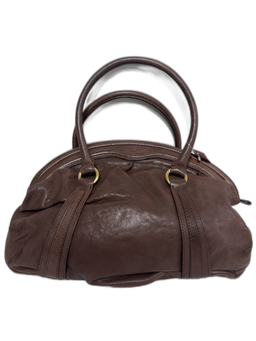 Valentino Garavani Brown Leather Rolled Handles Rosette Zip closure Shoulder Bag Brown / Medium