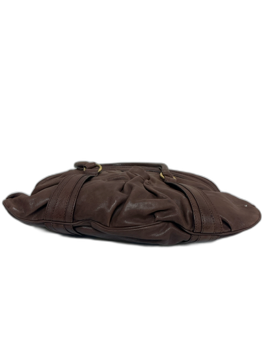 Valentino Garavani Brown Leather Rolled Handles Rosette Zip closure Shoulder Bag Brown / Medium