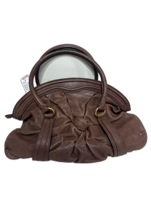 Valentino Garavani Brown Leather Rolled Handles Rosette Zip closure Shoulder Bag Brown / Medium