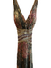 Sherri Hill Size 2 Multi Silk Beaded Detail V Neck Floor Length Open Back Gown Multi / 2