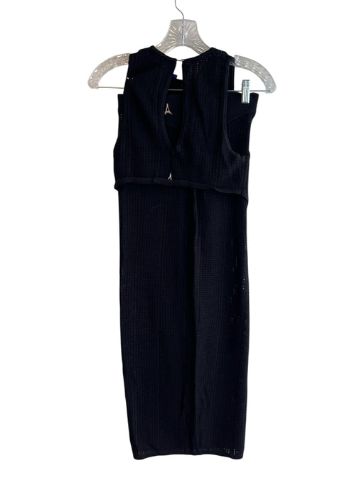 Maniere De Voir Size S Black Viscose & Nylon Open Knit Pencil Skirt Skirt Set Black / S
