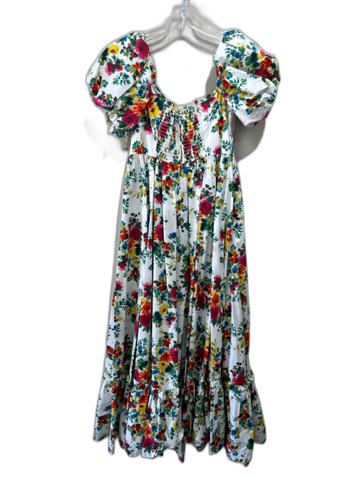 Cara Cara Size 10 White, Green, Multi Cotton Knot Front Floral Cut Out Dress White, Green, Multi / 10