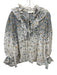 Zimmermann Size 3/L White, Blue, Yellow Ramie Long puff sleeve Floral Print Top White, Blue, Yellow / 3/L