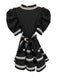 Celia B Size S Black & White Cotton & Nylon Short Puff Sleeve Ruffles Mini Dress Black & White / S